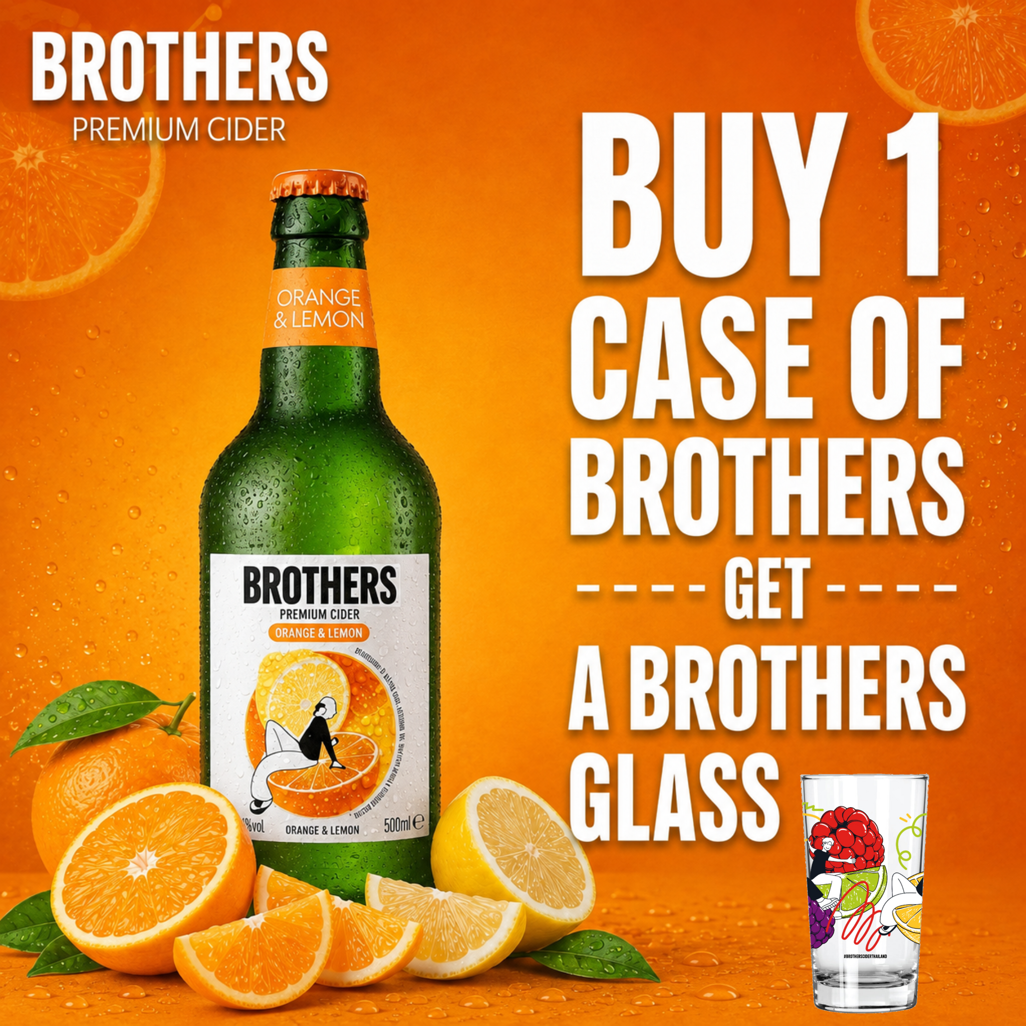 Brothers Orange & Lemon English Cider Bottle 12x500ml 4.0% | TIME2DRINK